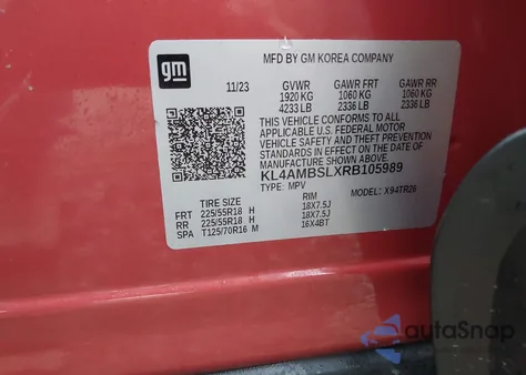 2024 Buick Encore Gx Preferred Fwd from USA, damaged, VIN KL4AMBSLXRB105989